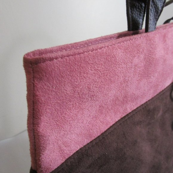 Estee Lauder Faux Suede Pink and Brown Tote Bag - Picture 6 of 15